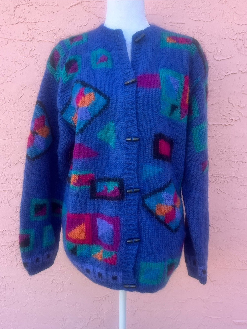 Vintage L.L. Bean Cardigan Sweater Abstract Geometric Colorful Y2K - Picture 7 of 7